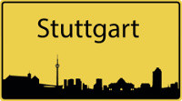 Una imagen del letrero amarillo de la ciudad de Stuttgart