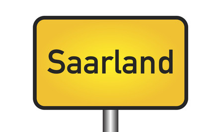Eine Gelbes Stadtschild von Saarland